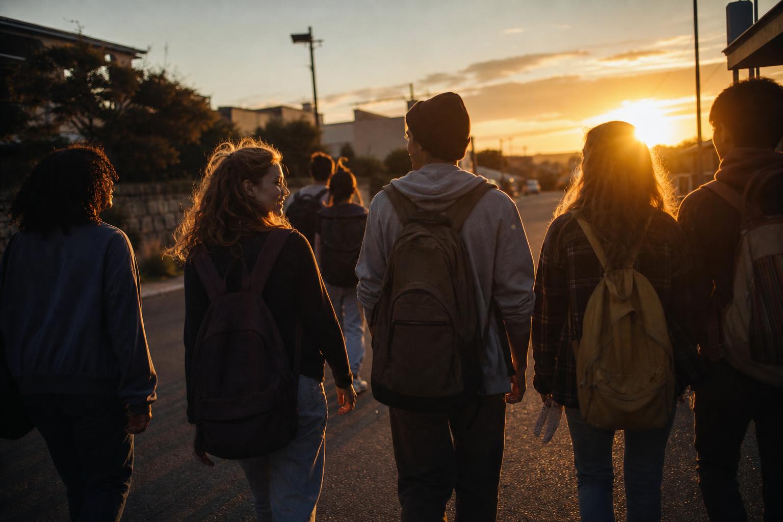 Teens walking toward a bright future
